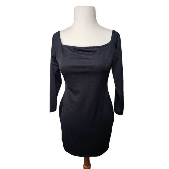 PRETTYLITTLETHING Black Bardot Bodycon Dress Womens Size 8 NWT - Picture 2 of 11